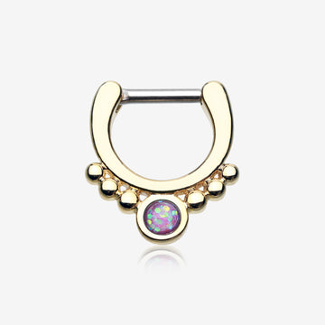 Golden Opal Grandiose Septum Clicker-Purple